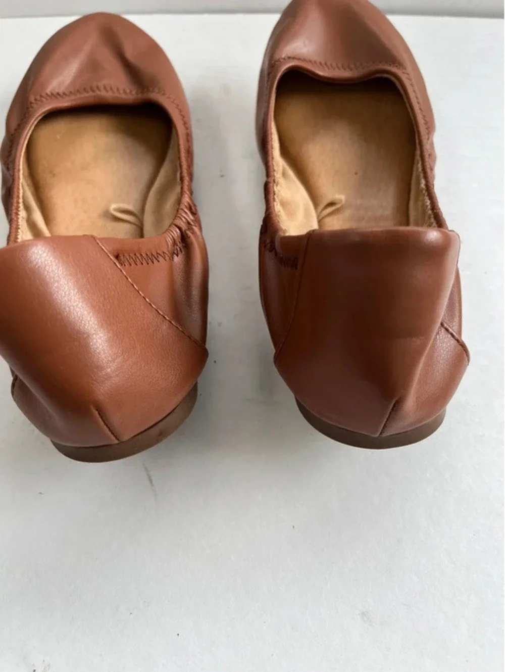 Time and Tru Scrunch Ballet Flats 8.5 M Glove Soft Chestnut Brown Leatherette